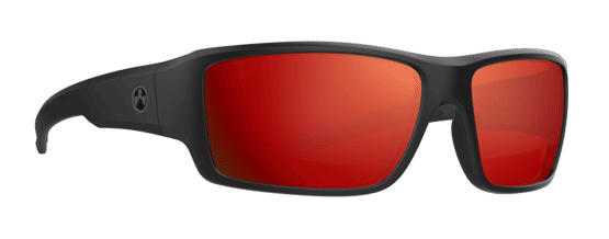 Magpul Ascent shooting glasses with black frame and red and gray lens
